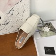 New fashion soft leather flat bottom Roman square head low heel Baotou lazy half drag tide shoes women