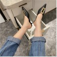 Spring and summer fashion metal buckle wild fine with OL female tide Baotou half drag 308-21