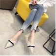 The new outer wear half slippers women's fashion wild baotou shoes fine heel pointed rhinestone shoes 5-3