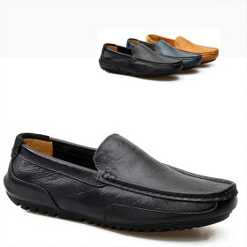 Spring and autumn new top layer leather peas shoes casual trend men's shoes large size men's shoes 44 45 yards