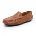 Spring and autumn new top layer leather peas shoes casual trend men's shoes large size men's shoes 44 45 yards