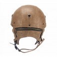 PU Leather Vintage Size Motorcycle Half Helmet With Sun Visor Detachable Collar - Light Brown 