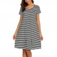 Summer striped striped short-sleeved round neck loose dress maternity dress