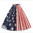 New independent Japanese style women's flag printed elastic waist versatile big swing skirt