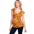 Hot sale maternity dress fashion printed deep V-neck cross breastfeeding T-shirt
