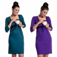 Hot fashion lace lace stitching deep V-neck nursing dress pregnant women pajamas nursing clothes