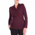 Hot Sale Long Sleeve Spring and Autumn Maternity Wear Wrinkled Cross Neck Care Top