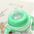 pp safety material transparent milk bottle with handle wide mouth PP double color handle curved antlers buckle bottom bottle