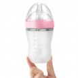 Early October baby food grade anti-fall 240ML silicone bottle with handle integrated straw anti-flatulence pacifier