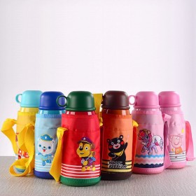 New children's vacuum flask with straw kettle stainless steel creative water cup vacuum insulation cup to send cup cover