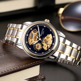 Wallace watch double-sided hollow automatic mechanical watch business luminous belt men's watch casual waterproof watch