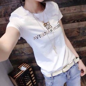 Summer women's body slimming and versatile pure cotton T-shirt large size wild bottoming shirt short sleeve tide