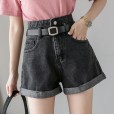 Denim shorts women's summer clothes new loose and wild high waist was thin a word wide leg curled casual pants