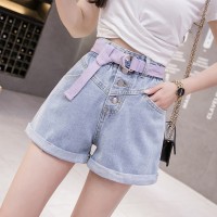 High waist curled wide leg denim shorts women summer new loose loose thin wild wild hot pants tide