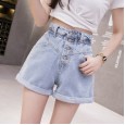 High waist curled wide leg denim shorts women summer new loose loose thin wild wild hot pants tide