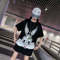 Cartoon sequins short-sleeved t-shirt women's tide spring new loose jacket foreign style bottoming shirt