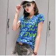 Summer fashion new printed short-sleeved T-shirt women's cotton slim Slim wild half-sleeved shirt shirt tide