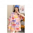 Mid-length loose large version short-sleeved cotton t-shirt female new student wild letter printed top