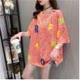 Pure cotton short-sleeved t-shirt skirt female Xia Chaohuo long section large letter half-sleeved shirt