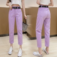 Pants female new summer thin and light straight straight loose super fire cec was thin wild purple jeans tide