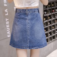 Denim short skirt female spring and summer new slimming skirt skirt irregular high waist mm bag hip a-line skirt type