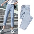 Real shot nine points jeans women straight straight loose new spring was thinner Harlan radish pants 8079