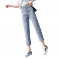 Real shot nine points jeans women straight straight loose new spring was thinner Harlan radish pants 8079