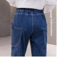 Large size women's sister spring and summer new jeans, hip thighs are thick and thin, wild and loose straight