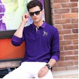 Men's autumn new men's long-sleeved t-shirt cotton lapel collar hedging business casual POLO polo