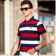 Summer new men's short-sleeved business T-shirt striped cotton lapel polo shirt