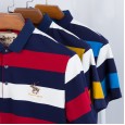 Summer new men's short-sleeved business T-shirt striped cotton lapel polo shirt