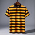Summer men's fashion casual striped lapel micro-elastic men's POLO shirt short sleeves comfortable