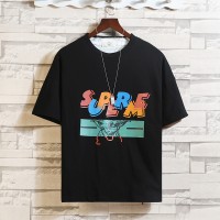 Summer new casual short-sleeved men's loose letter printing large size fashion