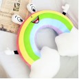 Creative new rainbow little sister U-shaped pillow down cotton plush toy neck pillow car travel lunch break pillow