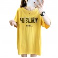 Summer new large size women's loose loose round neck short sleeve T-shirt female printed letters ladies top