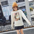 Fine cotton cat sweater women loose long-sleeved spring new women's cute fresh women's tops