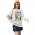 Fine cotton cat sweater women loose long-sleeved spring new women's cute fresh women's tops