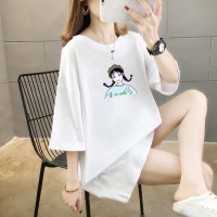 Summer new loose large size women's round neck short sleeve cotton t-shirt women