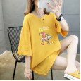 Summer basic color conventional round neck mid-length large size women's MM short-sleeved cotton loose t-shirt