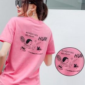 Summer new loose large size women's solid color letter printed shirt short-sleeved T-shirt women's tide