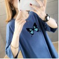 Fine cotton round neck short-sleeved t-shirt female summer  